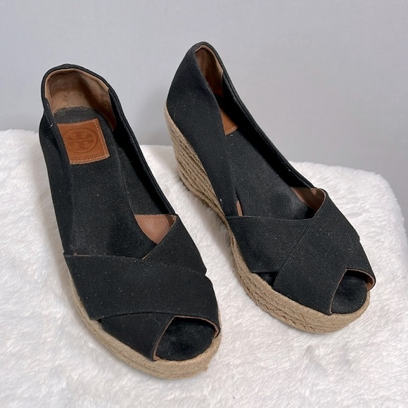 Tory Burch Filipa Black Canvas Espadrille size 9 - Picture 2 of 12